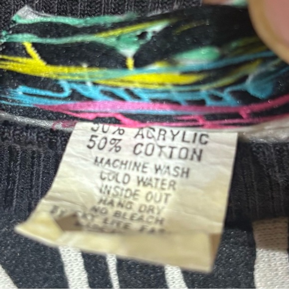 Vintage 80's Zebra All Over Print Oversized Women's Crewneck Sweatshirt Medium - Picture 4 of 5